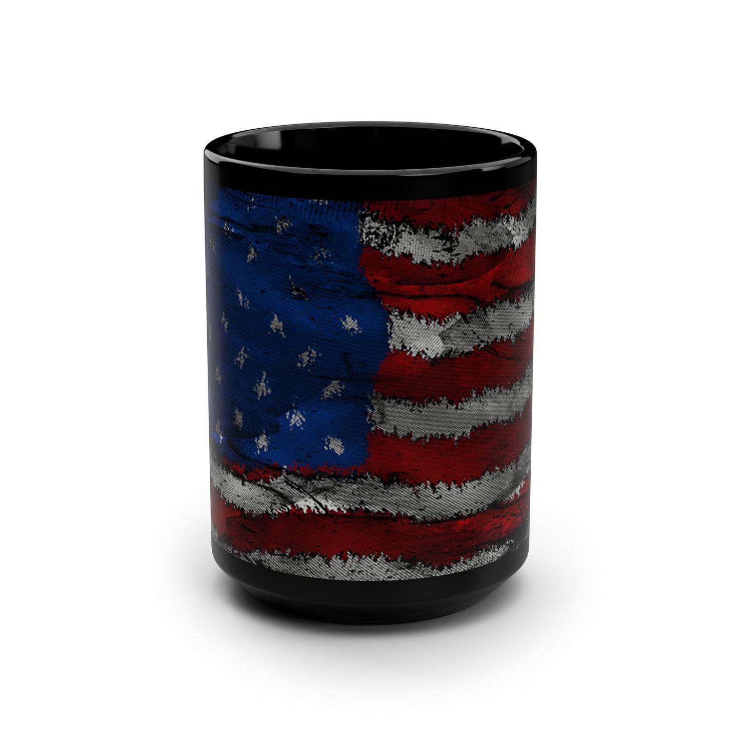 American Flag Black Mug, 15oz