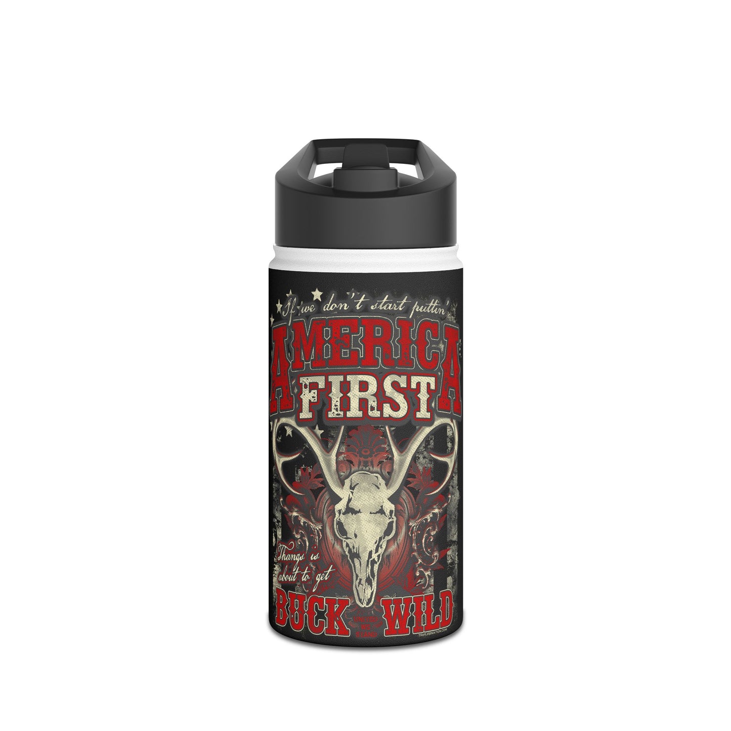 American First Deer Head Stainless Steel Water Bottle, Standard Lid