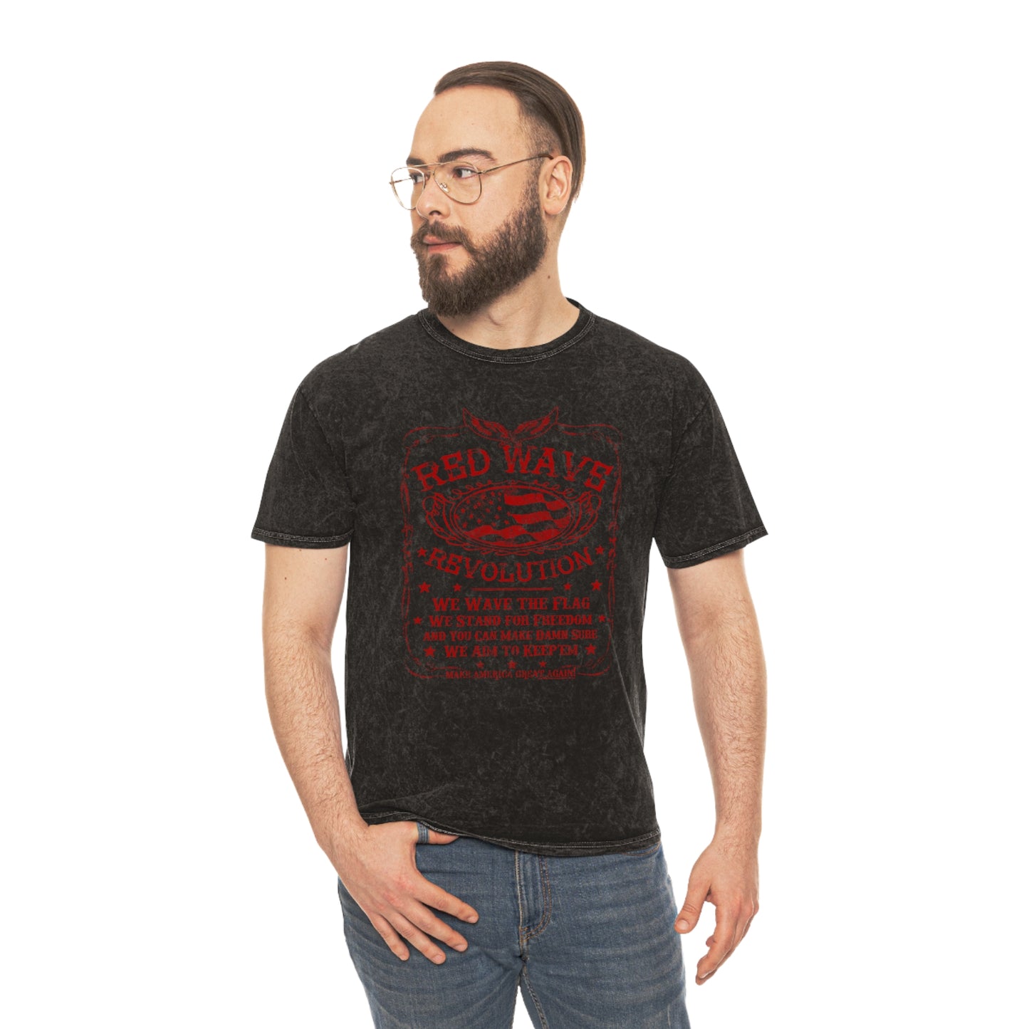 Red Wave Mineral Wash T-Shirt (Unisex)