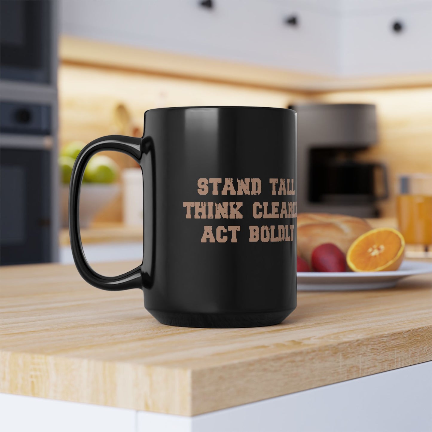 Stand Tall Black Mug, 15oz