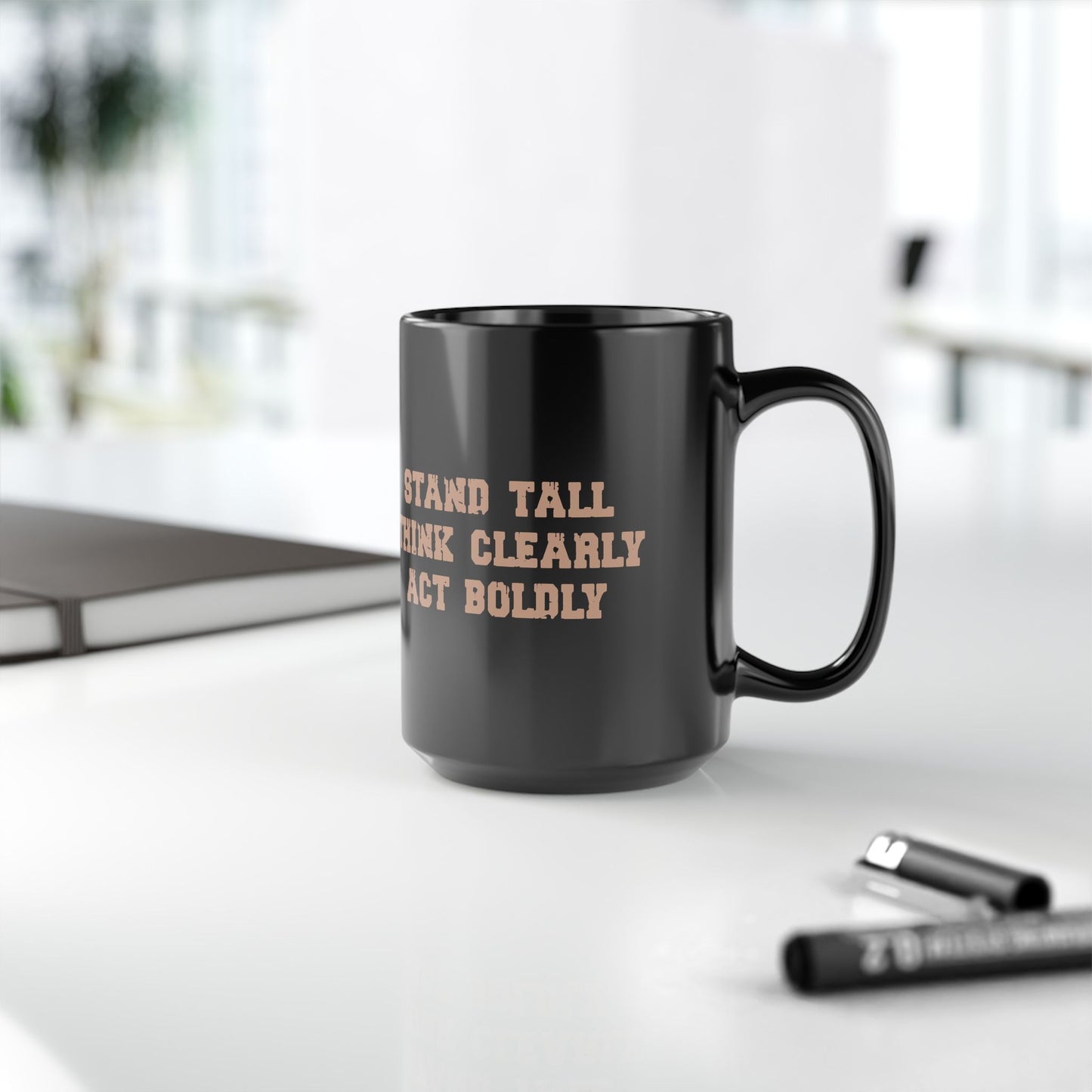 Stand Tall Black Mug, 15oz