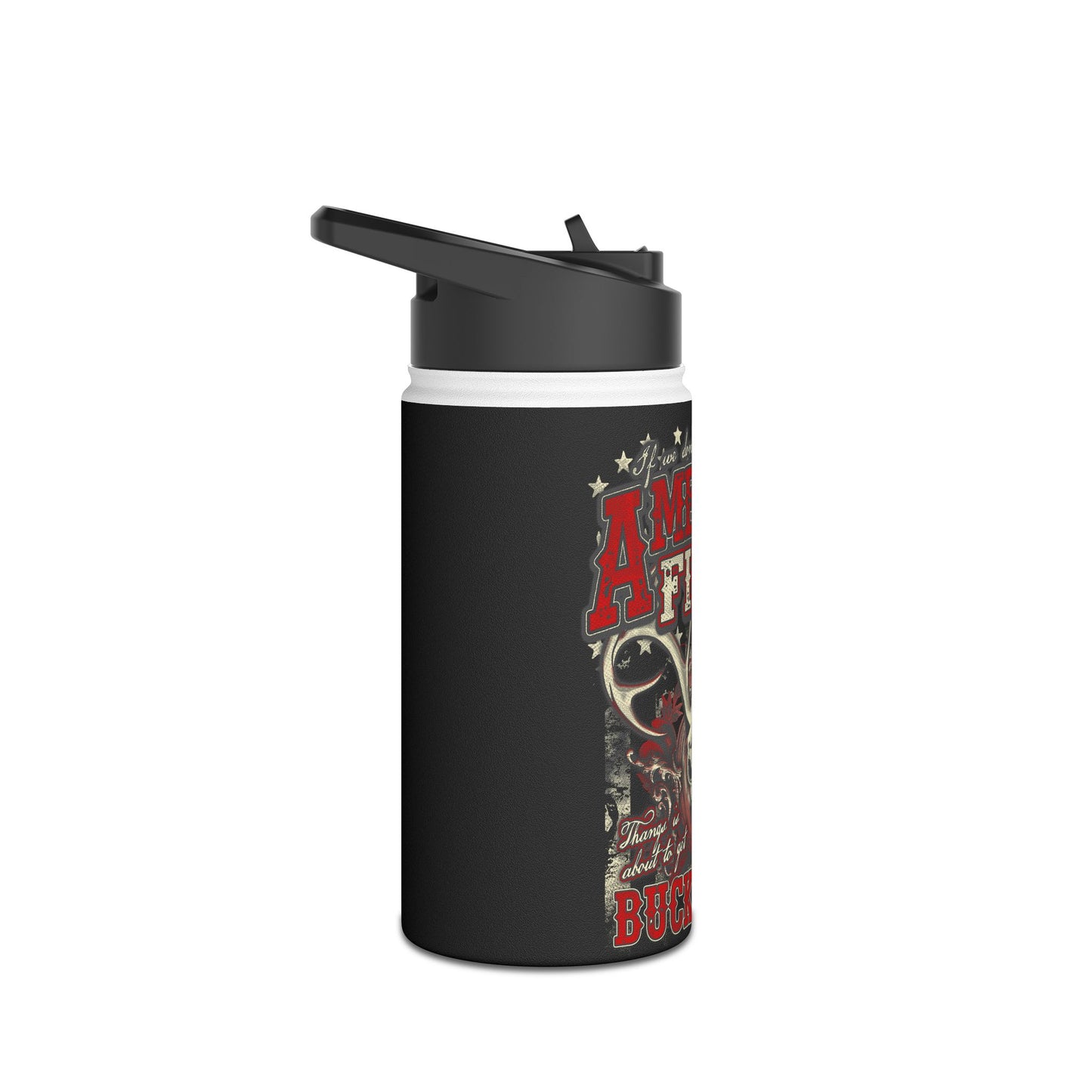 American First Deer Head Stainless Steel Water Bottle, Standard Lid