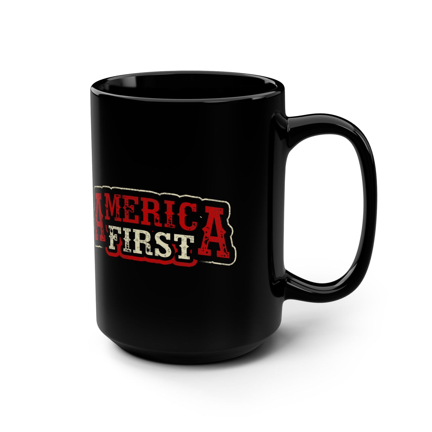 America First Black Mug, 15oz