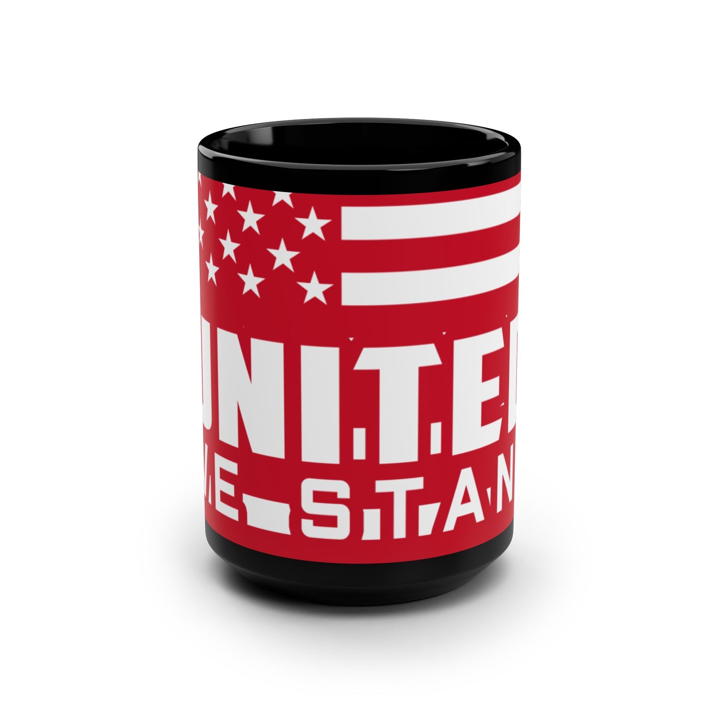 United We Stand RED Black Mug, 15oz